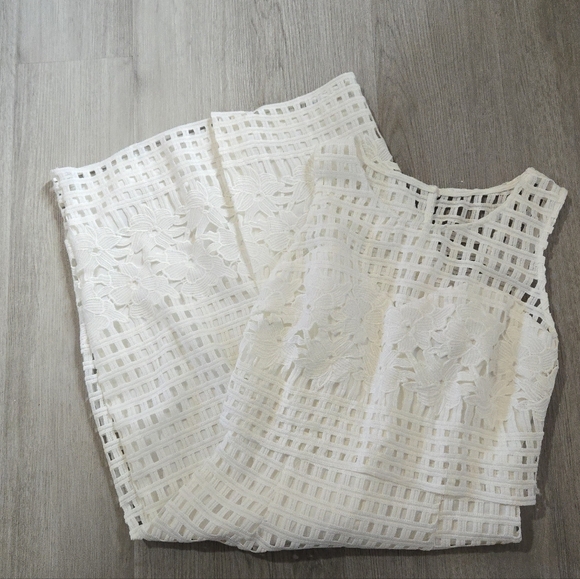 Guess White Sheer Floral Lattice Overlay Dress, SIZE 2 - Picture 14 of 15